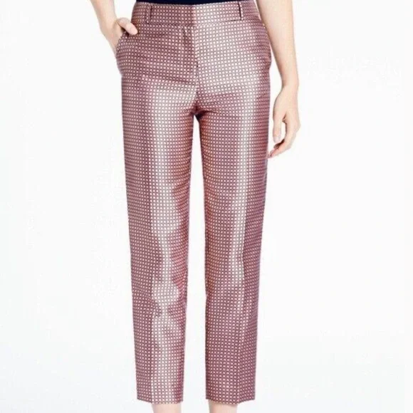 NWOT Kate Spade Margaux Rose Gold Metallic Ankle Pants - Picture 2 of 5